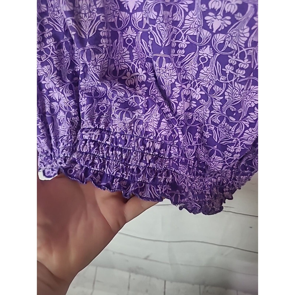 Lane Bryant Purple Ikat Print Smocked Waist‎ Short Sleeve Top Womans Size 22/24 - Picture 3 of 5